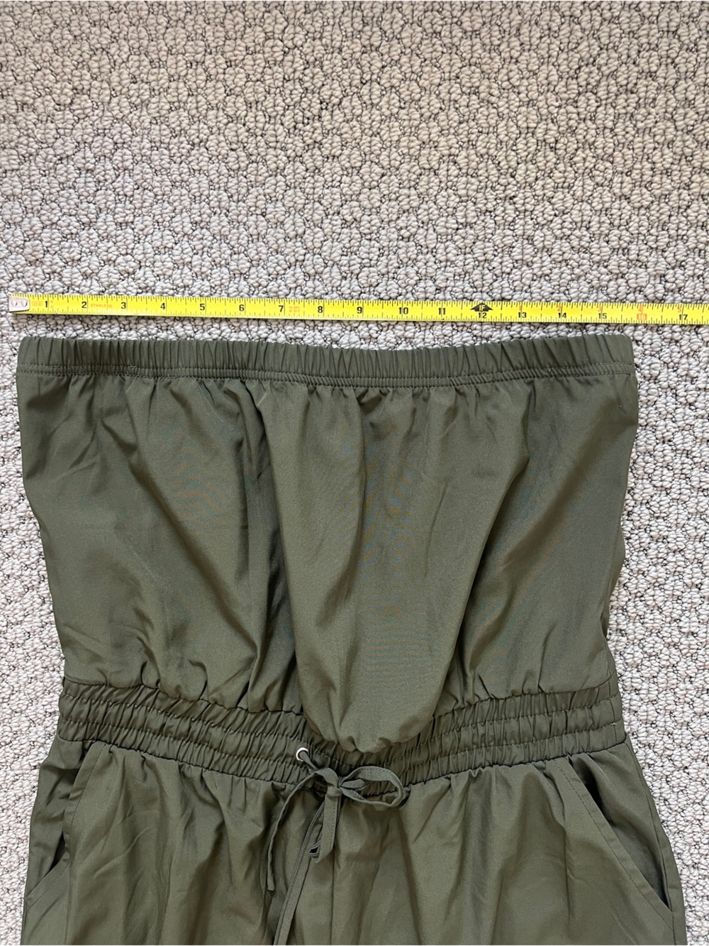 Olive Green Halter Jumper Jumpsuit w cargo pockets, cinched waist & ankles XL - Picture 3 of 7